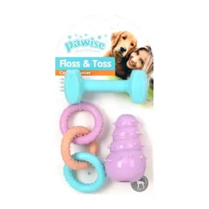 Pawise Kit de jouets chiot Floss & Toss — haltère